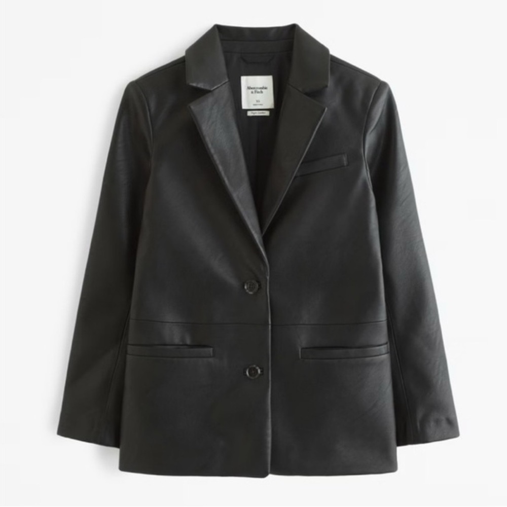 Abercrombie & Fitch Black Women's  Vegan Leather Blazer - Medium